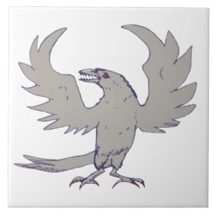 Fierce Crow raven vogel Fangzähne Tile Fliese