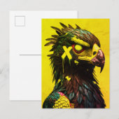 Fierce Cyber Eagle mit Neon Accents Contemporary Postkarte (Vorne/Hinten)