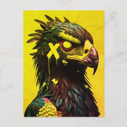 Fierce Cyber Eagle mit Neon Accents Contemporary Postkarte (Vorderseite)