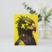 Fierce Cyber Eagle mit Neon Accents Contemporary Postkarte (Stehend Vorderseite)