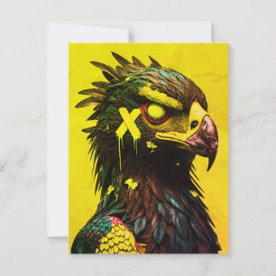 Fierce Cyber Eagle mit Neon Accents Contemporary Postkarte