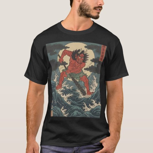 Fierce Demon Warrior - Japanischer Oni Club T-Shirt (Vorderseite)