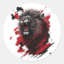 Fierce, der schwarze Löwe Runder Aufkleber