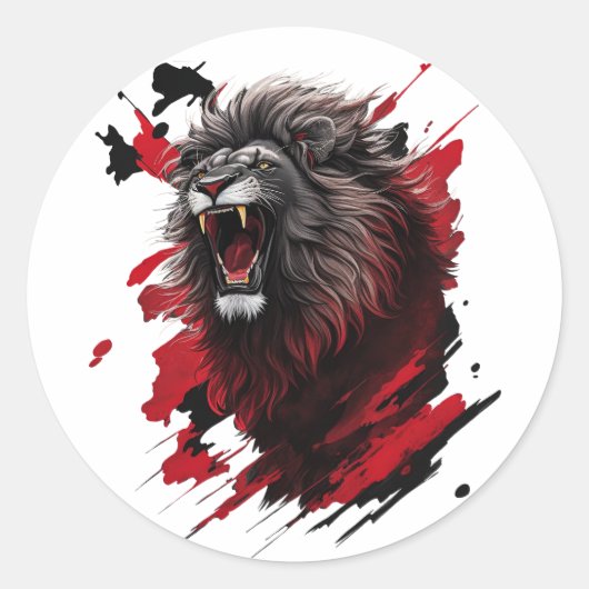 Fierce, der schwarze Löwe Runder Aufkleber (Vorderseite)