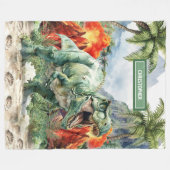 Fierce Dinosaur Blanket Individuelle Name Personal Fleecedecke (Vorderseite (Horizontal))
