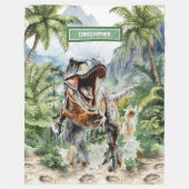 Fierce Dinosaur Blanket Personalisiert mit Boy Nam Fleecedecke (Vorderseite)