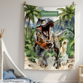 Fierce Dinosaur Blanket Personalisiert mit Boy Nam Fleecedecke