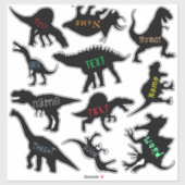 Fierce Dinosaur Silhouette Set mit Textklebern Aufkleber (Blatt)