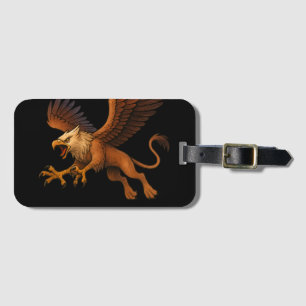 Fierce Diving Golden Griffin Mythology Fantasy Art Gepäckanhänger