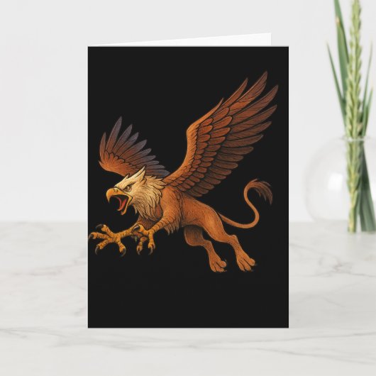 Fierce Diving Golden Griffin Mythology Fantasy Art Karte (Vorderseite)