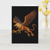 Fierce Diving Golden Griffin Mythology Fantasy Art Karte (Gelbe Blume)