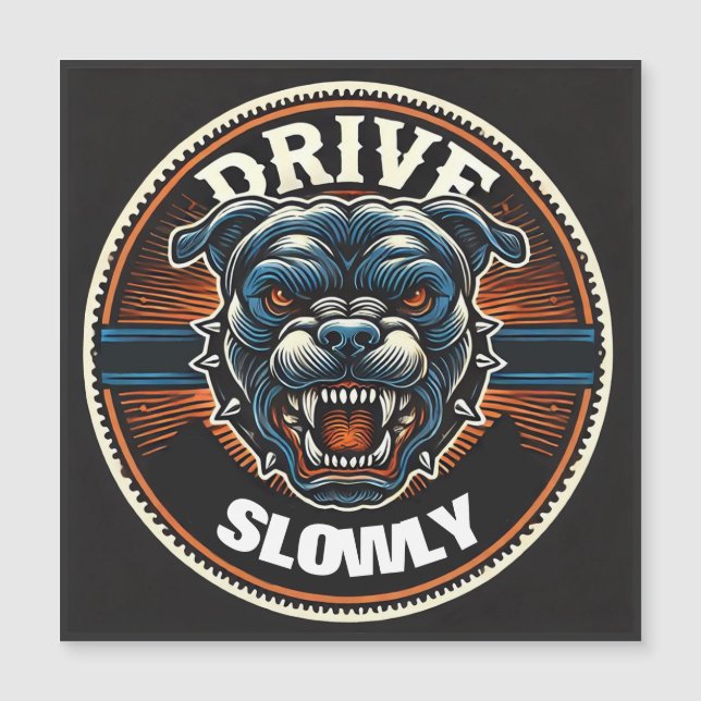 Fierce Dog Illustration Emblem Magnetkarte (Vorderseite)