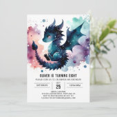 Fierce Dragon Birthday Editable Einladung (Stehend Vorderseite)