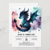 Fierce Dragon Birthday Editable Einladung (Vorne/Hinten)