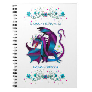 Fierce Dragon Blume Feminine Name einfügen Spirale Notizblock