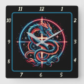 Fierce Dragon in Gold gepackt Quadratische Wanduhr (Vorderseite)