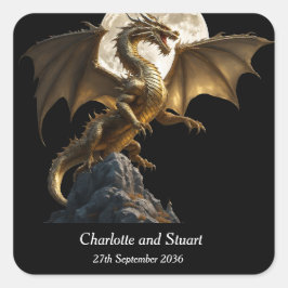 Fierce Dragon Rearing Quadratischer Aufkleber
