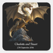 Fierce Dragon Rearing Quadratischer Aufkleber (Vorderseite)