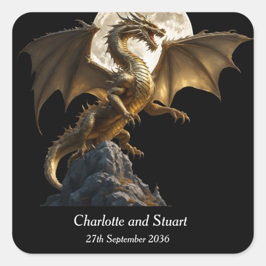 Fierce Dragon Rearing Quadratischer Aufkleber (Vorderseite)
