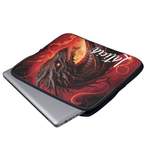 Fierce Dragon und Feuer Laptopschutzhülle (Vorne Knopf)