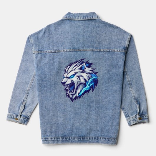 Fierce Electric Lion Head Denim Jacket - Bold Blue Jeansjacke (Rückseite)
