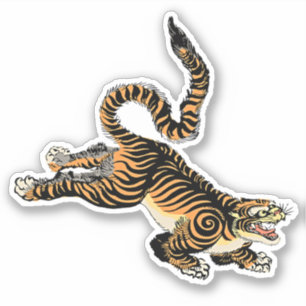 Fierce Elegance: Japanischer Tiger-Sticker Aufkleber