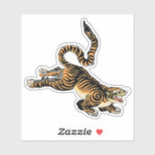 Fierce Elegance: Japanischer Tiger-Sticker Aufkleber (Blatt)