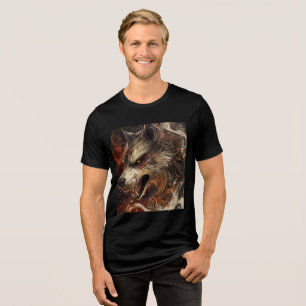 Fierce Elemental Wolf Art Print Tri-Blend Shirt