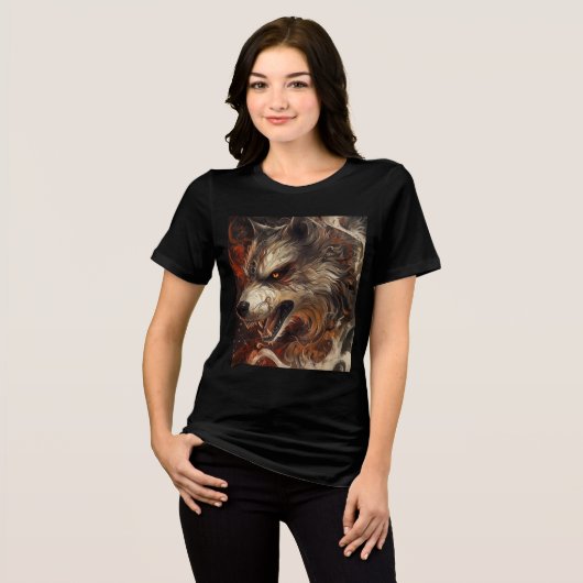 Fierce Elemental Wolf Art Print Tri-Blend Shirt (Vorderseite voll)