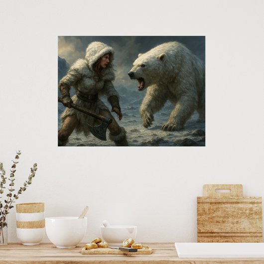 Fierce Encounter in the Arctic Poster (Küche)