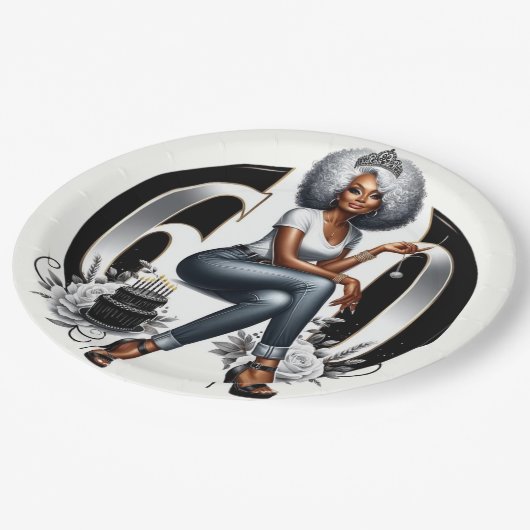 Fierce & Fabulous at 60 Pappteller (Schrägansicht)