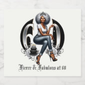 Fierce & Fabulous at 60 Schaumweinetikett (Einzelnes Label)