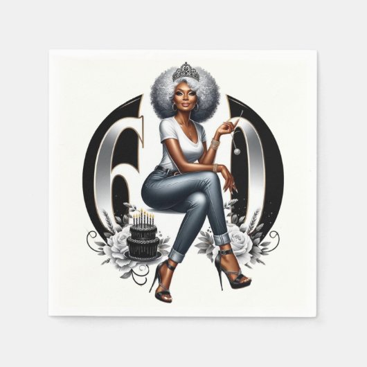 Fierce & Fabulous at 60 Serviette (Vorderseite)