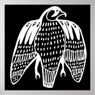 Fierce Falcon schwarze Linie, die auf schwarz zeic Poster