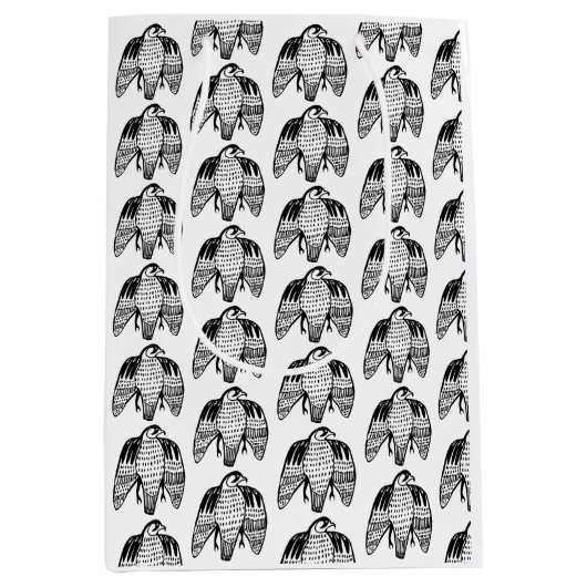 Fierce Falcons schwarz auf weiß Mittlere Geschenktüte (Vorderseite)