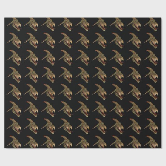 Fierce Fantasay Dragon Snake Head Geschenkpapier (Flach)