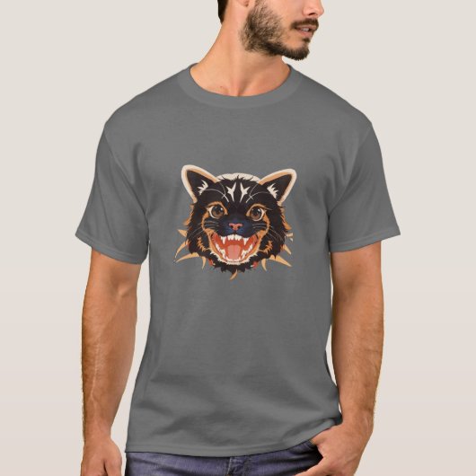Fierce Feline: Wildes und kühnes Katzen-Design T-Shirt (Vorderseite)