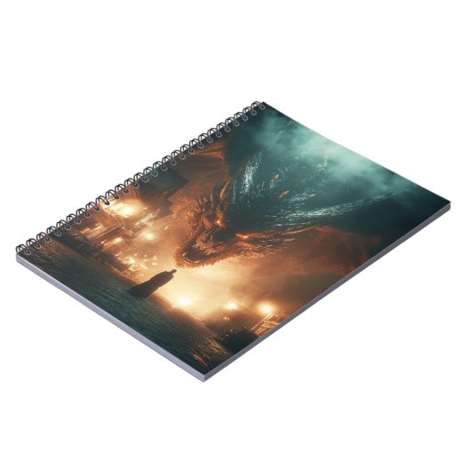 Fierce Fiery Angry Black Ancient Dragon Notizblock (Linke Seite)