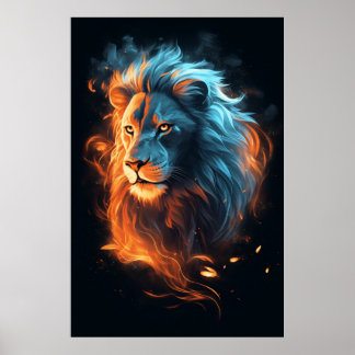 Fierce Fiery Lion Poster
