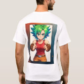 Fierce Fighter Girl – Anime Warrior Art T-Shirt (Rückseite)
