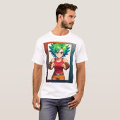 Fierce Fighter Girl – Anime Warrior Art T-Shirt (Vorne ganz)