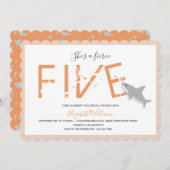 Fierce Five Orange Shark Animal 5. Einladung (Vorne/Hinten)