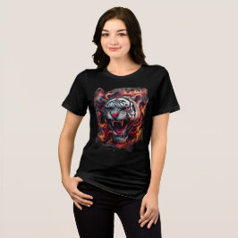 Fierce Flaming Tiger Art Print Tri-Blend Shirt