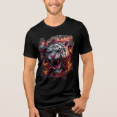 Fierce Flaming Tiger Art Print Tri-Blend Shirt (Vorderseite)