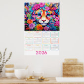Fierce & Flourished: 2026 Tiger Wandkalender Poster (Küche)