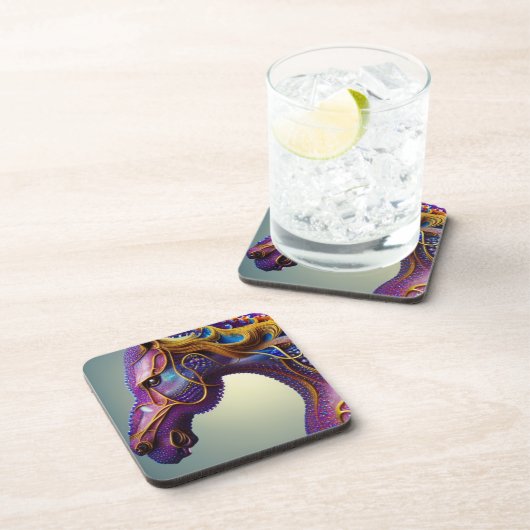 Fierce Fractural Gems Horse Head Getränkeuntersetzer (Rechte Seite)