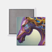 Fierce Fractural Gems Horse Head Magnet (Vorderseite/Rückseite)