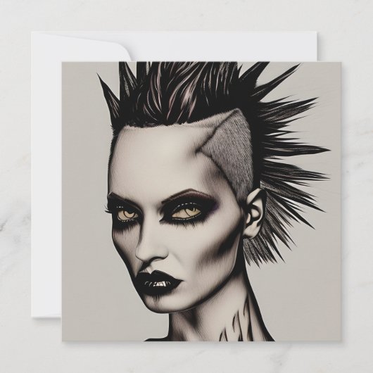 Fierce Frau in Mohawk und Piercings Gothic Punk (Vorderseite)