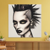 Fierce Frau in Mohawk und Piercings Gothic Punk Leinwanddruck (Insitu (Wohnzimmer))