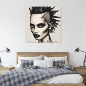 Fierce Frau in Mohawk und Piercings Gothic Punk Leinwanddruck (Insitu (Schlafzimmer))